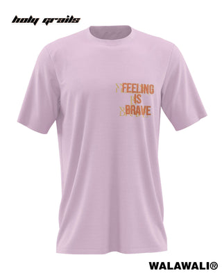 Streetwear Style 'Feeling is brave' Pink 100% Cotton Skinny Fit T-Shirt Dress HG X WalaWali - Front