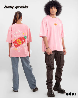 Streetwear Style 'Fresh' Pink Oversized 240 GSM 100% Cotton Tee HG x OdD.1 - Front & Back Full