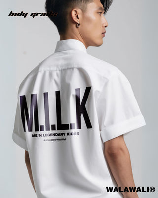 Streetwear Style 'GOAT MILK' Cuban Collar White 100% Tencel Boxy Fit Shirt (Tencel) HG X WalaWali - Back Side