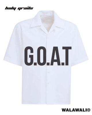 Streetwear Style 'GOAT MILK' Cuban Collar White 100% Tencel Boxy Fit Shirt (Tencel) HG X WalaWali - Front