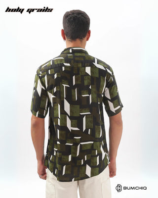 Streetwear Style 'Garavani Green' Green Oversize Rayon Half Sleeve Cuban Collar Shirt HG x Bumchiq - Back