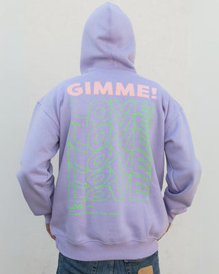 Streetwear Style 'Gimme! Love' Lilac Purple Oversized 330 GSM 100% Cotton Hoodies HG x OdD.1 - Back Hud On