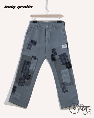 Streetwear Style 'Healed' Grey Upcycled Denim Jeans HG x Just A Karigar - Front