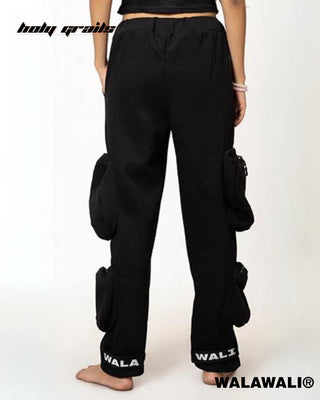 Streetwear Style 'Heavy-weight Utility Black 100% Cotton Fleece Cargo Joggers' HG X WalaWali - Back