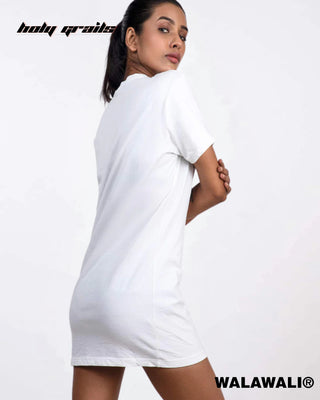 Streetwear Style 'Hip Hop' White 100% Cotton Skinny Fit T-Shirt Dress HG X WalaWali - Back