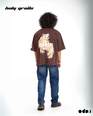 Streetwear Style 'Icarus' Chocolate Brown Oversized 240 GSM 100% Cotton Tee HG x OdD.1 - Back Full