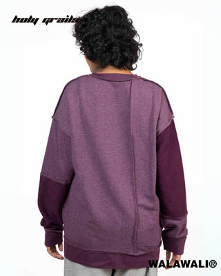 Streetwear Style 'In & Out Purple Crewneck Reversible Oversize Sweatshirt' HG X WalaWali - Back