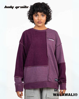 Streetwear Style 'In & Out Purple Crewneck Reversible Oversize Sweatshirt' HG X WalaWali - Front 