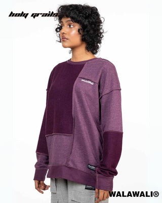 Streetwear Style 'In & Out Purple Crewneck Reversible Oversize Sweatshirt' HG X WalaWali - Front Side