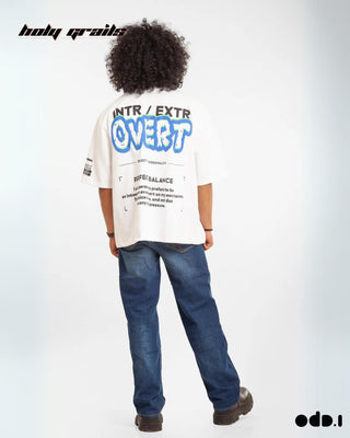 Streetwear Style 'Intro Extro' White Oversized 240 GSM 100% Cotton Tee HG x OdD.1 - Back Full Guy