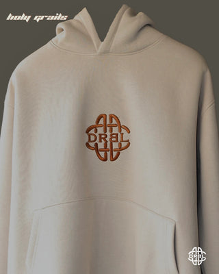 Streetwear Style 'Ivory Beige Daylight' Premium 350+ GSM Cotton Fleece Fabric Oversize Hoodie HG x DRBL - Front Close