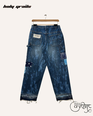 Streetwear Style 'Just A Bottom' Blue Denin Bandana Jeans - Back
