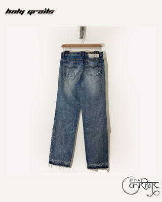 Streetwear Style 'Just A Random' Monkey Washed Blue Denim Jeans - Back