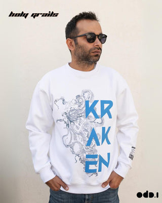 Streetwear Style'Kraken' White Oversized 330 GSM 100% Cotton Sweatshirt HG x OdD.1 - Front