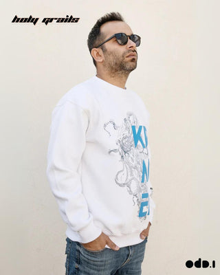 Streetwear Style'Kraken' White Oversized 330 GSM 100% Cotton Sweatshirt HG x OdD.1 - Side 1