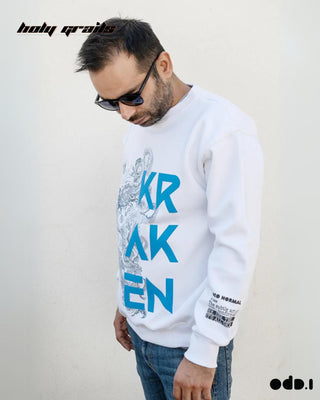 Streetwear Style'Kraken' White Oversized 330 GSM 100% Cotton Sweatshirt HG x OdD.1 - Side 2