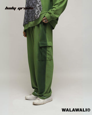 Streetwear Style 'Layered Style Green 330 GSM 100% Cotton Joggers' HG X WalaWali - Side