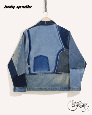 Streetwear Style 'Leftover' Blue Upcycled Denim Jacket HG x Just A Karigar - Back