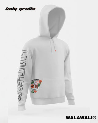 Streetwear Style 'Limitless White 240 GSM 100% Cotton Hoodie' HG X WalaWali - Front Side 1