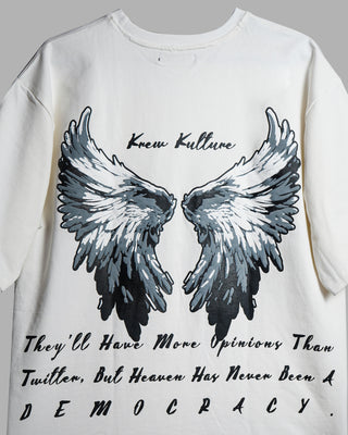 Streetwear Style 'Lord Of The Wings' White Cotton 240 GSM Tee-Shirt - Back Close Up