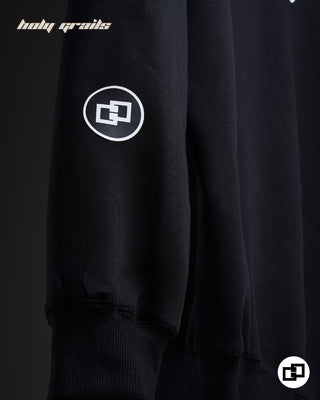 Streetwear Style 'Love Is A Liar Hoodie' Black Oversized 420 GSM Polycotton Glow In Dark HG x Grey Hound Clothing - Side Sleeve Close Up