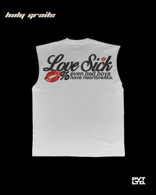 Streetwear Style 'Lovesick' 240 GSM 100% Cotton Vest (White) HG x Pvt Ltd - Back