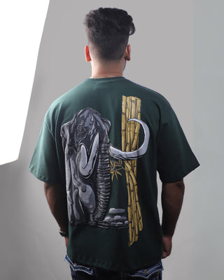 Streetwear Style 'Mammoth' Green Oversized T-Shirt - Back