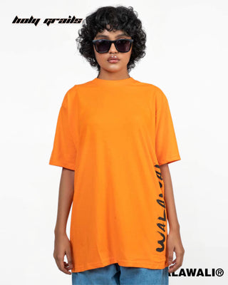 Streetwear Style 'Molotov' Orange 100% Cotton Round Neck Relaxed Fit Graphic Print Tee HG X WalaWali - Front