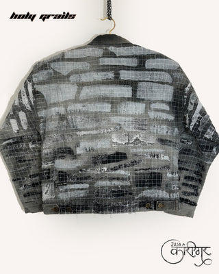 Streetwear Style 'Monochrome' Grey Upcycled Denim Jacket HG x Just A Karigar - Back