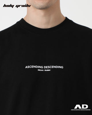 Streetwear Style 'Mukhota (Black)' Oversized T-Shirt HG x Ascending Descending - Front Close Up