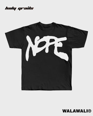 Streetwear Style 'Nope' Black 180 GSM 100% Cotton Round Neck Relaxed Fit Graphic Tee HG X WalaWali - Front