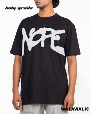 Streetwear Style 'Nope' Black 180 GSM 100% Cotton Round Neck Relaxed Fit Graphic Tee HG X WalaWali - Front