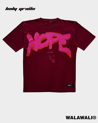 Streetwear Style 'Nope' Maroon 240 GSM 100% Cotton Oversize Graphic Tee HG X WalaWali - Front