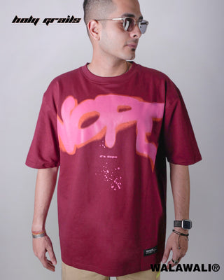 Streetwear Style 'Nope' Maroon 240 GSM 100% Cotton Oversize Graphic Tee HG X WalaWali - Front