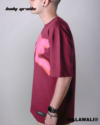 Streetwear Style 'Nope' Maroon 240 GSM 100% Cotton Oversize Graphic Tee HG X WalaWali - Side