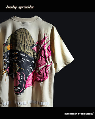 Streetwear Style 'Not A Pink Panther' Pale Cream 240 GSM 100% Terry Cotton Oversize Tee HG x Early Future - Back