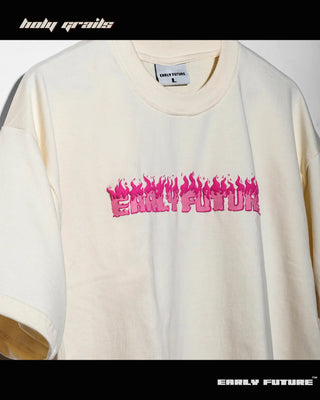Streetwear Style 'Not A Pink Panther' Pale Cream 240 GSM 100% Terry Cotton Oversize Tee HG x Early Future - Front Close Up