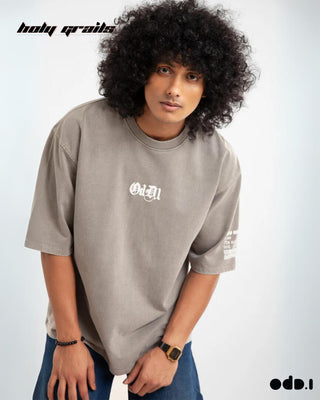 Streetwear Style 'OdD.1 Troupe' Alfalfa Brownish Grey Oversized 240 GSM 100% Cotton Tee HG x OdD.1 - Front Close Guy