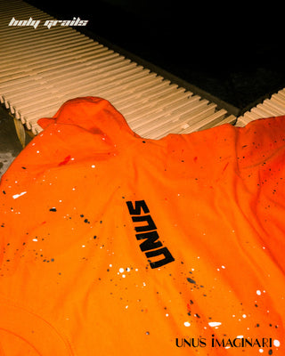 Streetwear Style 'Orange Unus' 240 GSM 100% Premium Cotton Oversize Graphic Tee HG x Unus Imaginari - Front Print Close Up