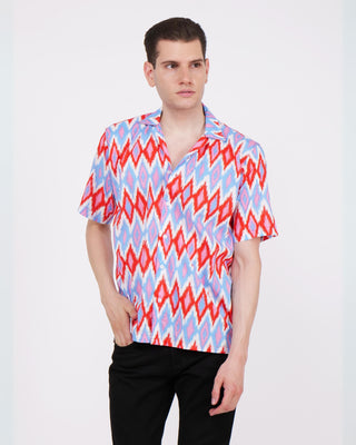 Streetwear Style 'Pochumpally Ikat' Multi-Color Oversize Fit Cotton Shirt - Front