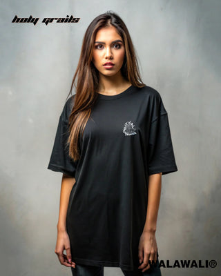 Streetwear Style 'Political Prisoner' Black 100% Cotton Oversize Graphic Tee HG X WalaWali - Women Front