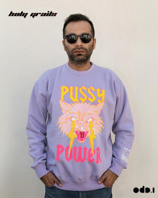 Streetwear Style 'Pussy Power' Lilac Purple Oversized 330 GSM 100% Cotton Sweatshirt HG x OdD.1 - Front