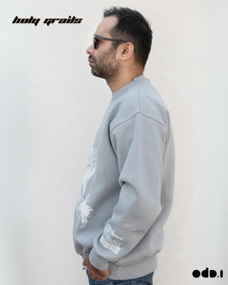 Streetwear Style 'Raptor' Grey Oversized 330 GSM 100% Cotton Sweatshirt HG x OdD.1 - Side 2