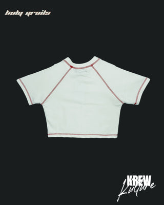 Streetwear Style 'Red Heart' White French Terry Cotton 240 GSM Crop Top - Back
