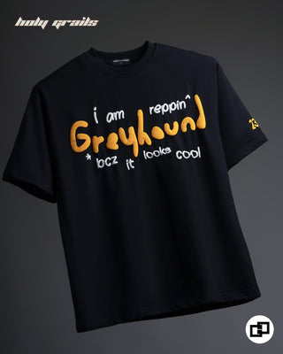 Streetwear Style 'Reppin' Black Oversized 250 GSM 100% Cotton Tee HG x Grey Hound Clothing - Front