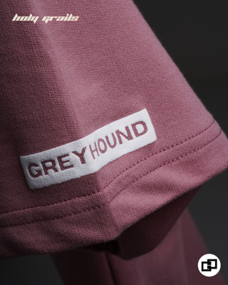 Streetwear Style 'Rich Habits' Onion Pink Oversized 250 GSM Terry Cotton Tee HG x Grey Hound Clothing - Side Sleeve Close Up