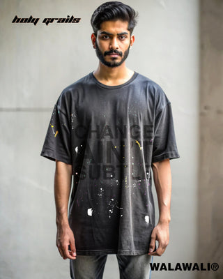 Streetwear Style 'SPLAT' Vintage Wash 100% Cotton Oversize Graphic Tee HG X WalaWali - Back Front