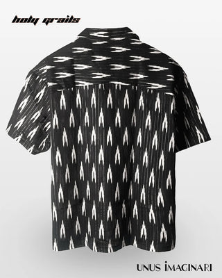 Streetwear Style 'Sanganeri' Black 100% Cotton Jaipur & Sanganeri Print Oversize Half-Sleeve Shirt HG x Unus Imaginari - Back