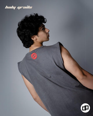 Streetwear Style 'Sinister' Grey 240 GSM 100% Cotton Tank Top HG x Grey Hound Clothing - Back