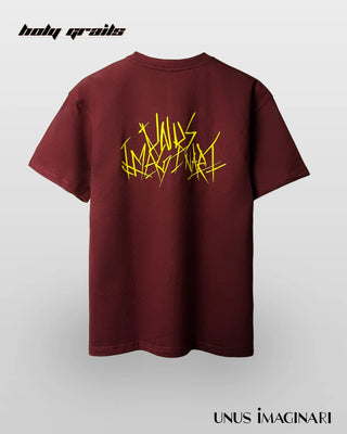 Streetwear Style 'Strike' Maroon Red 240 GSM 100% Cotton Oversize Graphic Tee HG x Unus Imaginari - Back